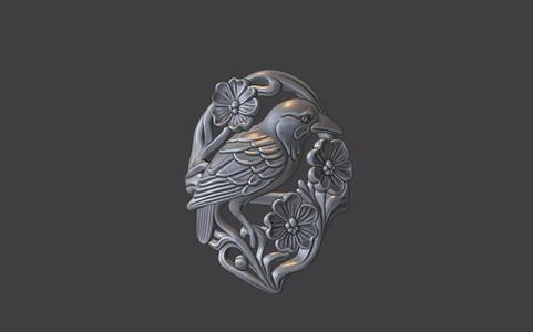 art nouveau floral crow ring nature inspired