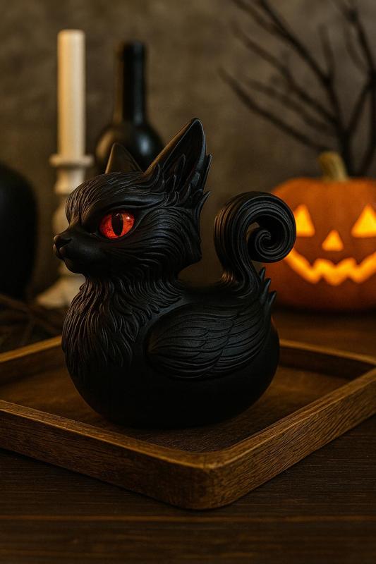 Halloween Dark Gothic Cat Duck Hybrid Figurine – Spooky Fantasy Animal 3D Print Model