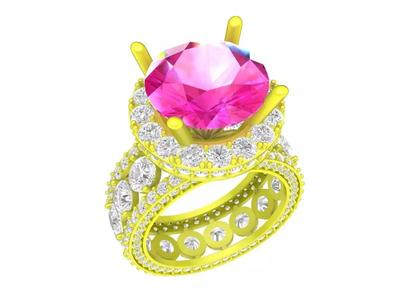 Luxury Halo Eternity Diamond Engagement Ring 3D Model A7369