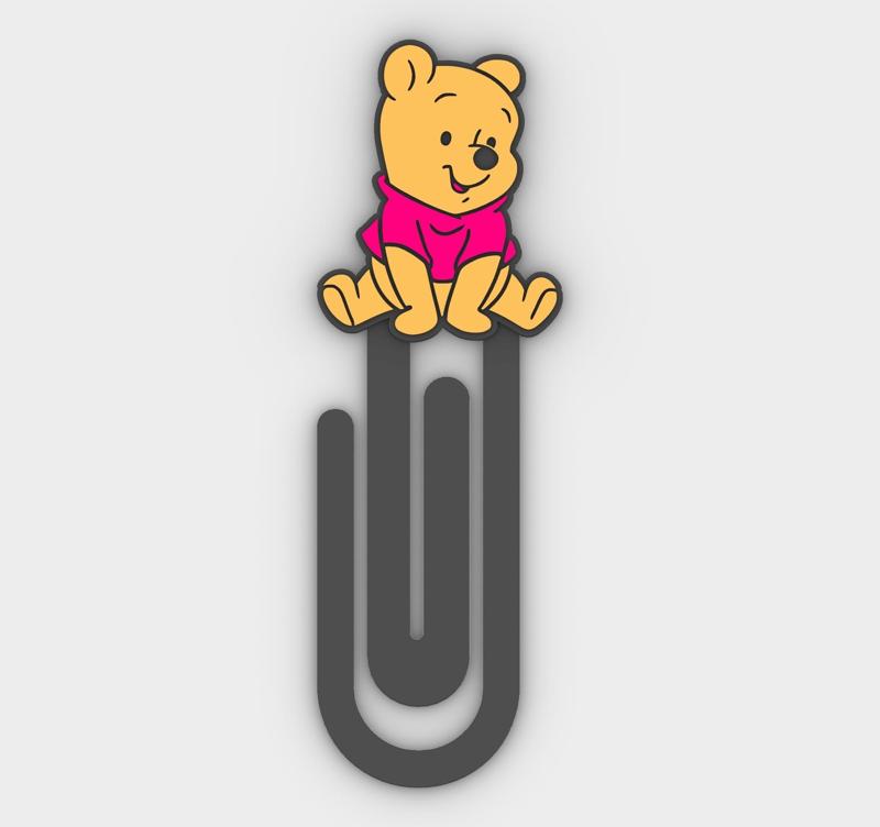 Paperclip WINNIE THE POOH SITTING - bookmark - 3MF pre-painted , STL