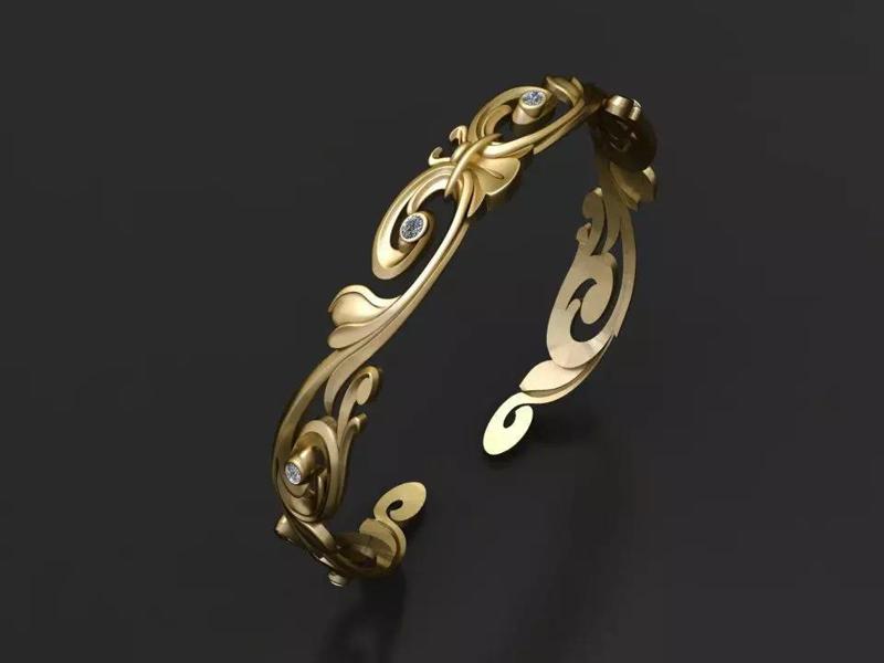 gold  diamond bangle  3D printable model