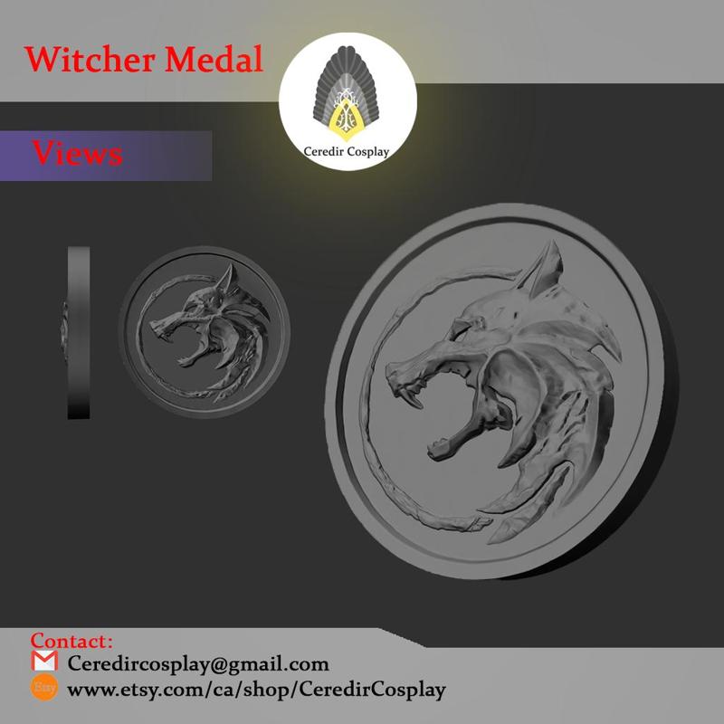 Witcher Trinity Wolf Medallion 3d digital download