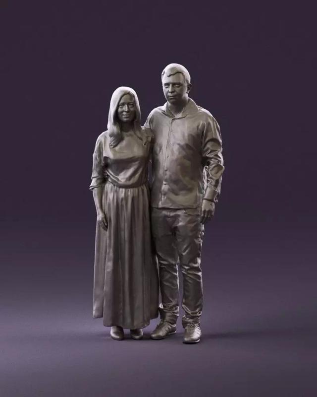 001045 man in tshirt jeans blonde woman in dress 3D print Ready