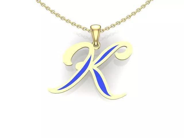K letter pendant enemal