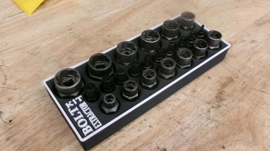 Bolt nut extractor tray gridfinity holder
