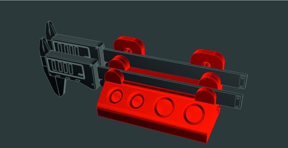 Digital + analog calipers wall stand + accesory space