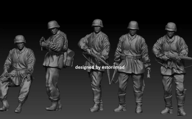 5 GERMAN SOLDIERS WAFFEN SS ACTION