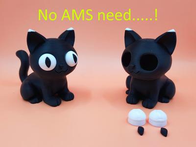 Black cute little cat without AMS 2 colors