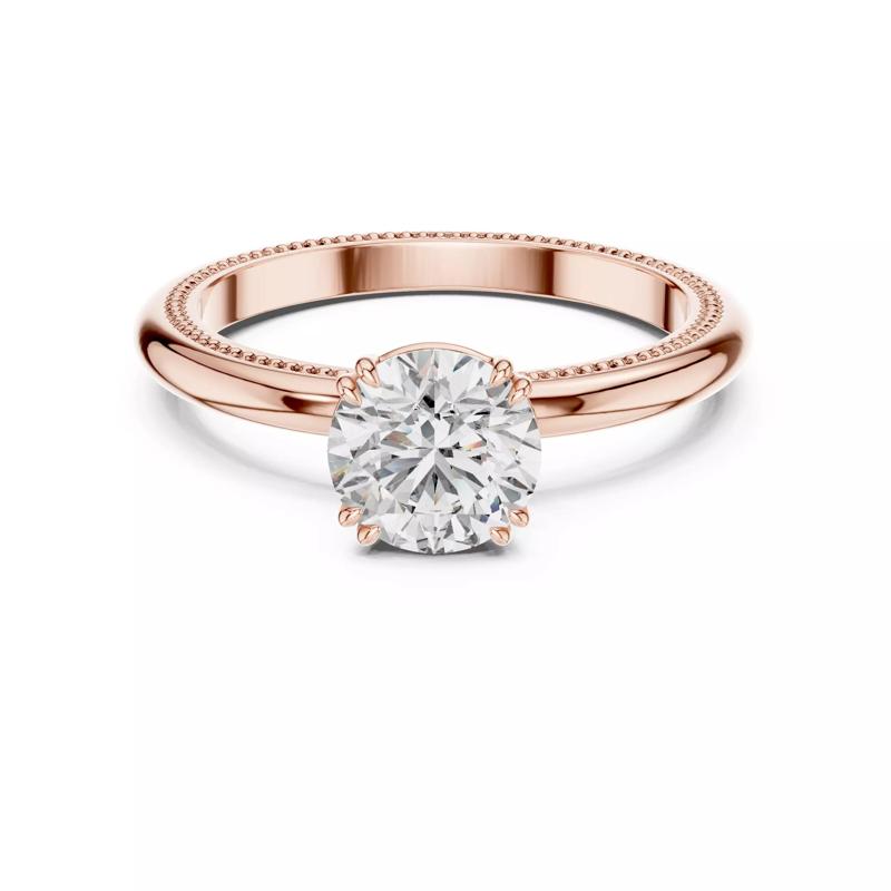 Solitaire Round Cut Milgrain Design Engagement Ring File Video