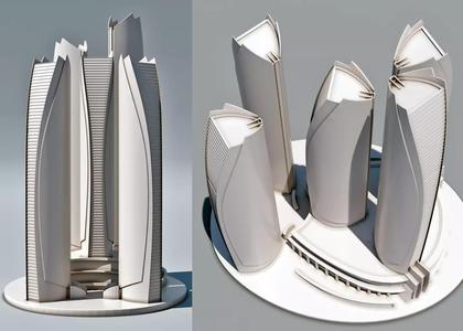 Etihad Towers in Abu Dhabi 3d Model