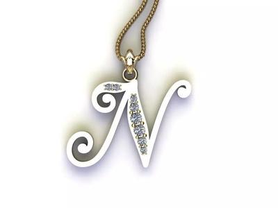 Fancy Font Style Pendant N