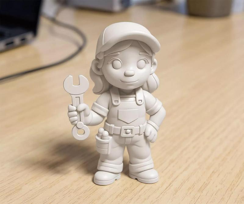 Cartoon Mechanic Girl 3D Printable