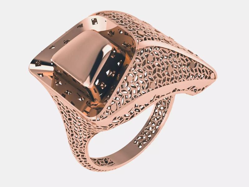 Tesla Cybertruck Inspired Wire Mesh Plain gold ring