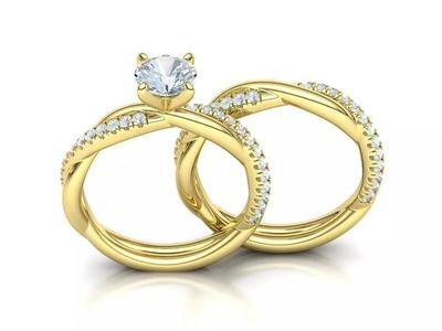 Diamond Bridal Set Jewelry Set 3D Model Collection