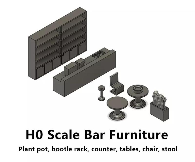 Bar and Restaurant furniture - H0 Scale
