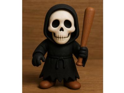 Halloween Figurine – Skull with Baseball Bat 