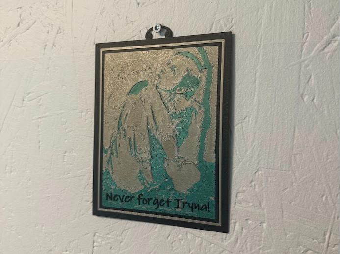 Wall mounted relief of Iryna Zarutska