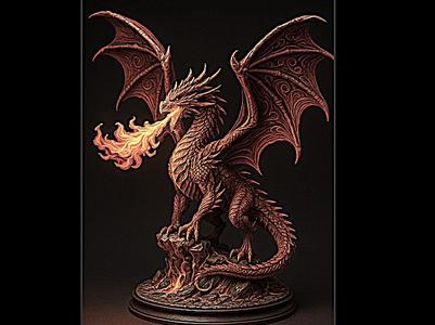 D&D Fire Elemental Dragon with and without Fire