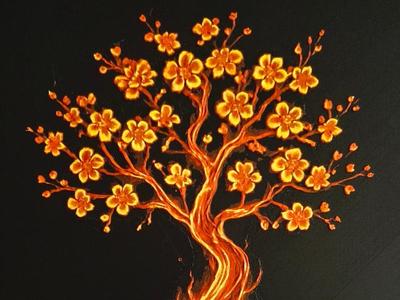 Cherry tree in flame look