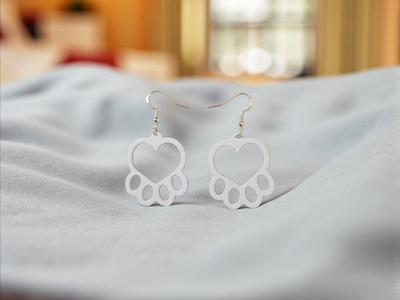 Heart in paw earrings