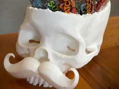 Mustache Skull Candy Bowl