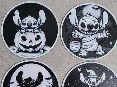 Halloween Stitch coaster set