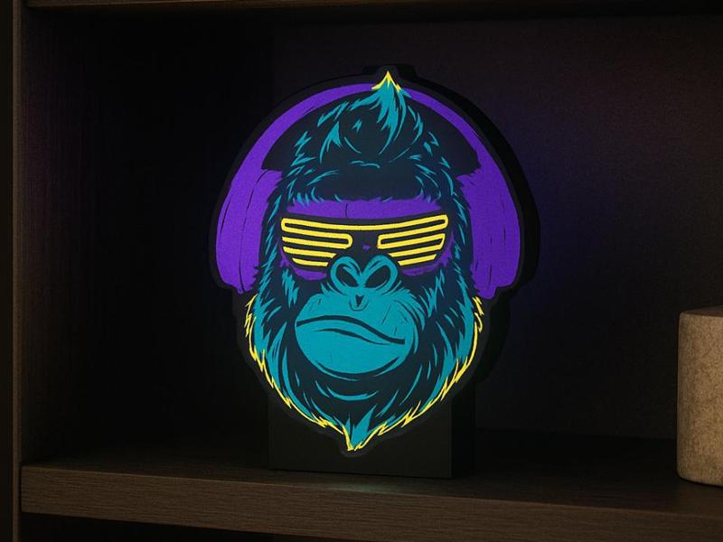 Gorilla with Headphones Lightbox
