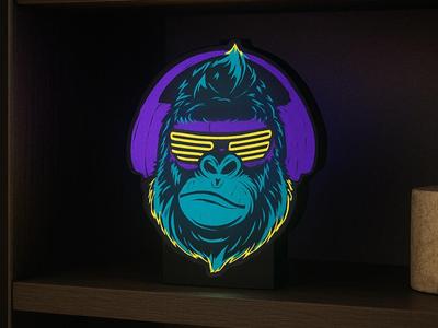 Gorilla with Headphones Lightbox
