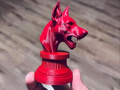 Dog Dobermann stand animal miniature head sculptur