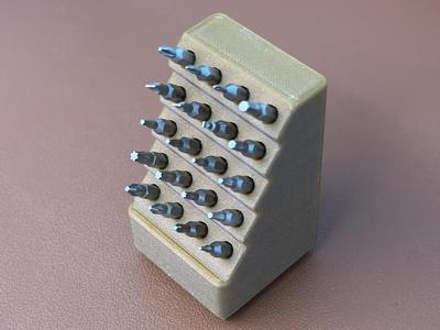 Gridfinity tiered bit stand for 4mm bits