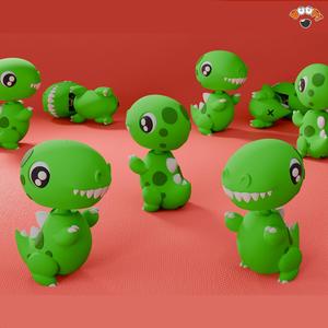 Cute T-Rex 🦖| Dinosaur Fidget Clicker | Print-in-Place Toy + Keychain | Multicolor 3MF STL Files