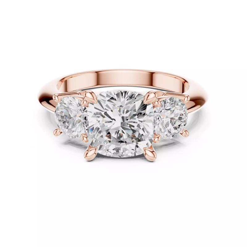 Three Stone Cushion Round Diamond Wedding Ring 3DM STL Video