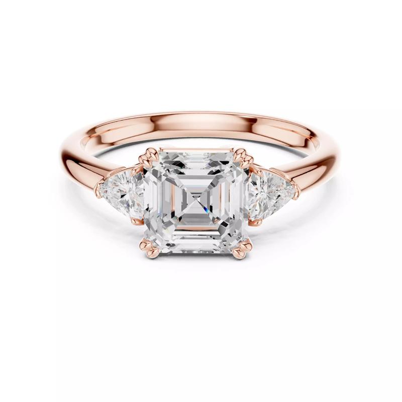 Three Stone Asscher and Trillion Cut Wedding Ring 3DM STL Video