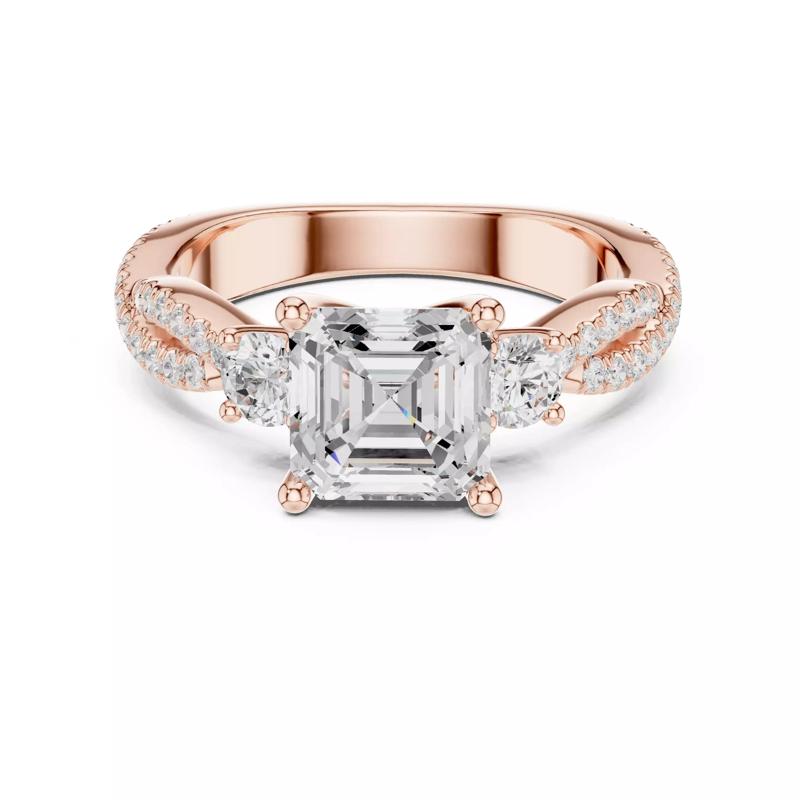 Twisted Shank Asscher Cut Diamond Engagement Ring 3DM STL Video