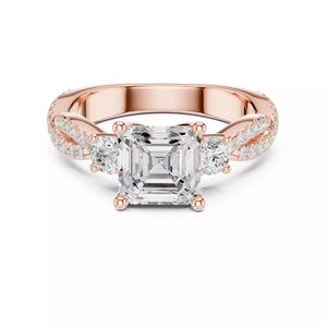 Twisted Shank Asscher Cut Diamond Engagement Ring 3DM STL Video