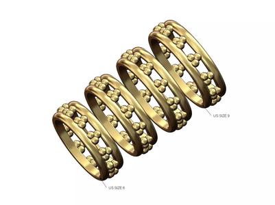 Triple bead ornament band US sizes 6to9