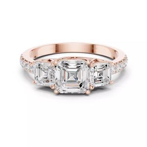 Trellis Setting Asscher Cut Engagement Woman Ring 3DM STL Video