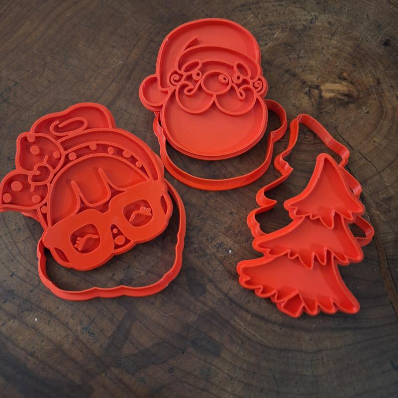 🎅 Christmas Cookie Cutters STL Set - Santa Claus, Mrs. Claus & Christmas Tree