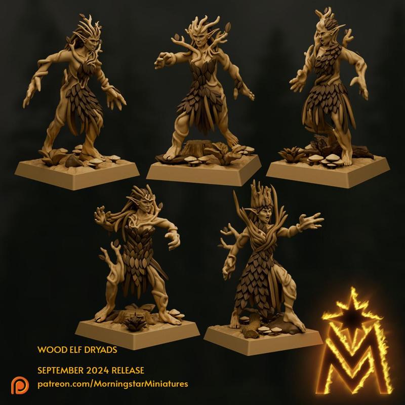 Wood Elf Dryads | 32mm Scale Presupported Miniatures