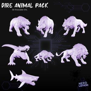 Dire Animals 7 Pack - D&D 3D Model (Dungeons and Dragons)