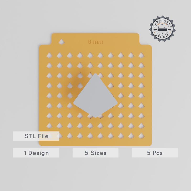 Geometric Diamond Sprinkle Stencil Set, 5 Sizes, for Edible Glitter, Cocoa & Sugar