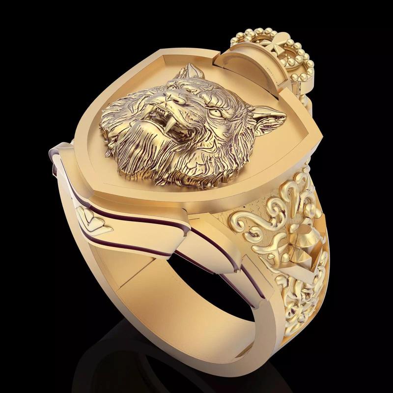 Wolf ring silver gold sterling printable jewelry 3D model
