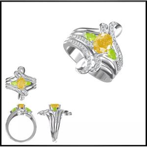 JCD Format Unique color stone rings rhinoceros 3d jewelry design