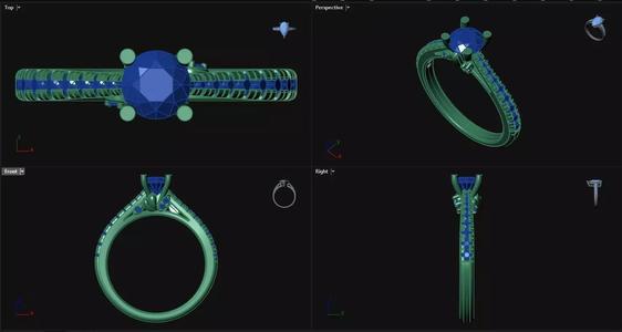 4 Prong Diamond Engagement Ring with sidestones
