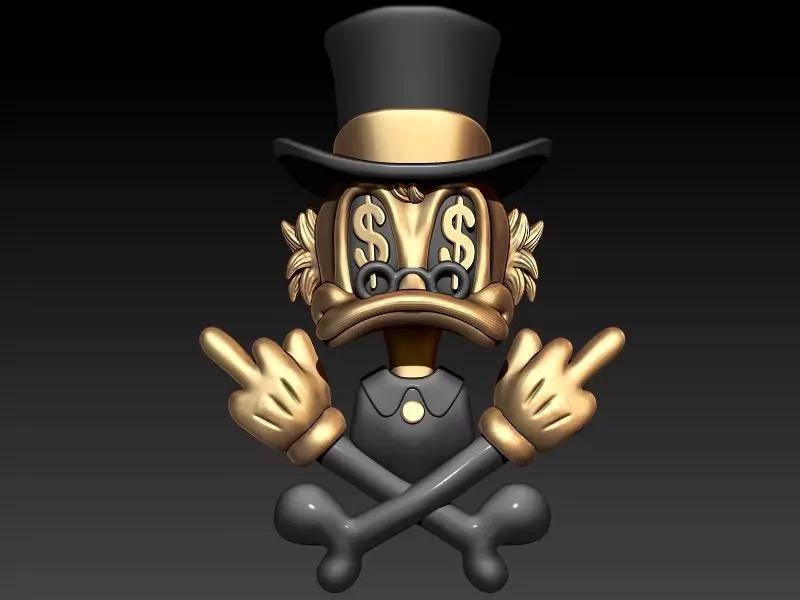 Golden Money Duck 3D Character Sculpture