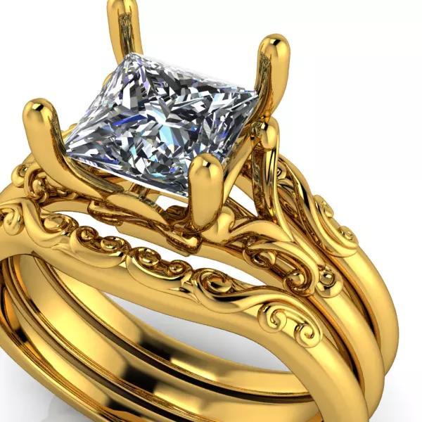 Vintage Art Deco Princess Cut Classic Design Ladies Ring Jewelry