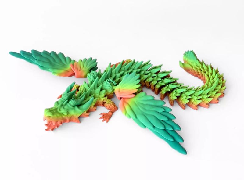 Articulated Rainbow Dragon Flexible Print In Place Fantasy 3D