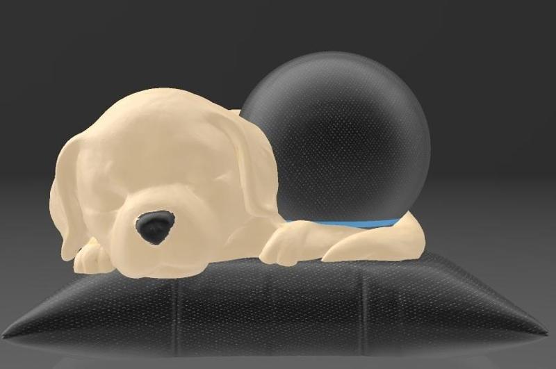 Suporte Alexa Echo Dot 4a e 5a Geração Baby Golden Retriever Sleeping on Pillow