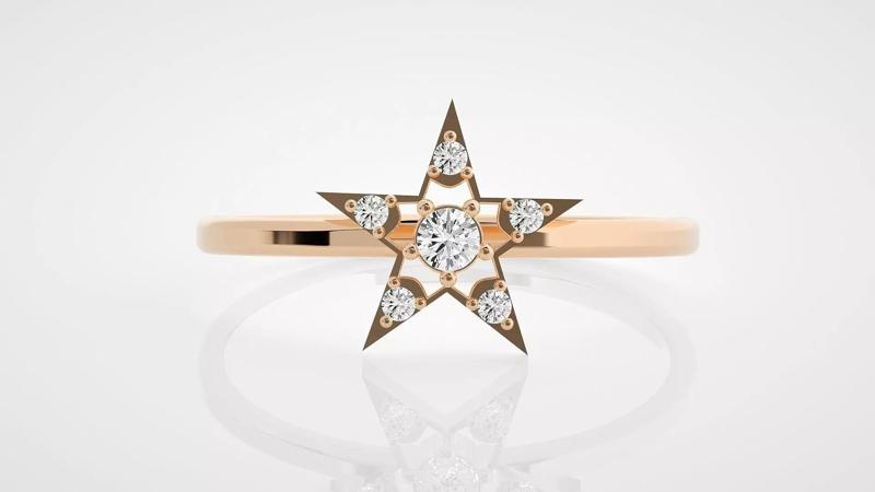 Star Ultra Light wt minimalist diamond ring 3dm stl renders