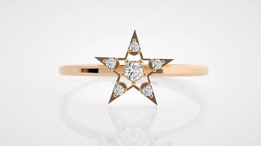 Star Ultra Light wt minimalist diamond ring 3dm stl renders